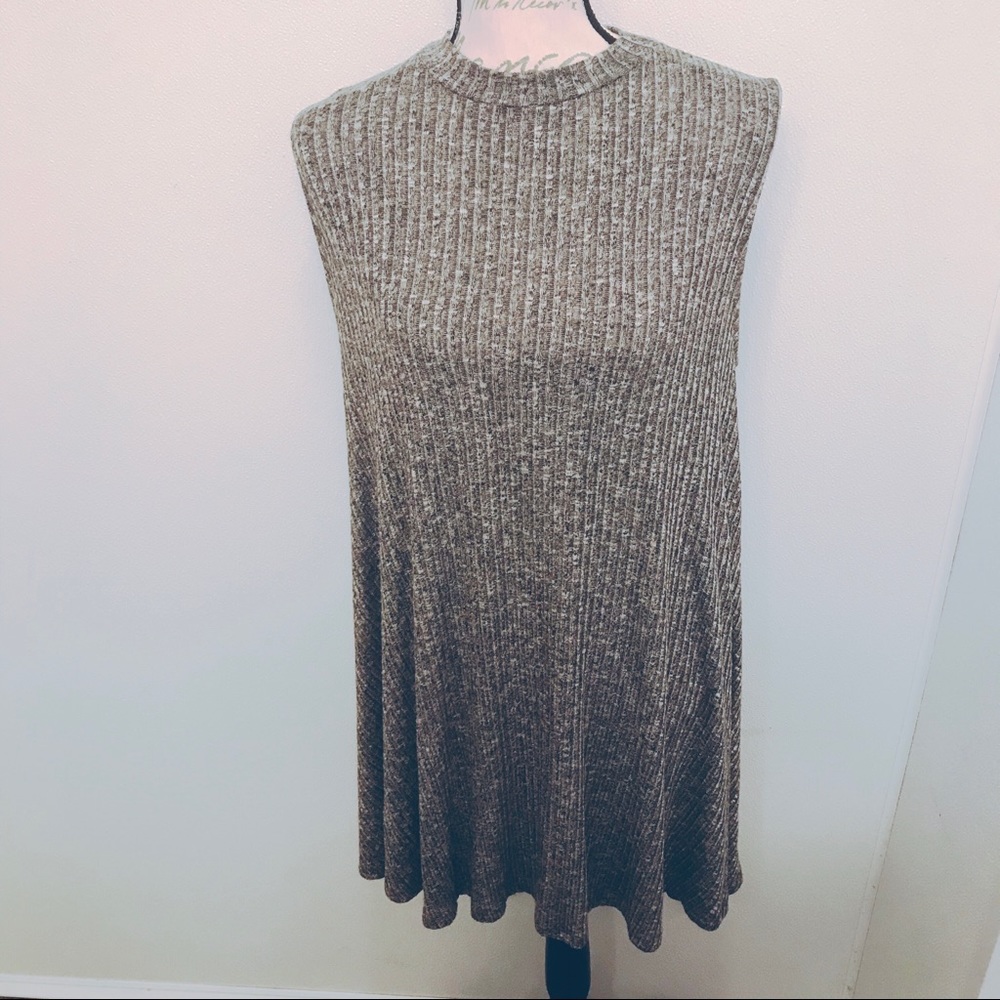 Gray Sleeveless Sweater Dress Tunic Top